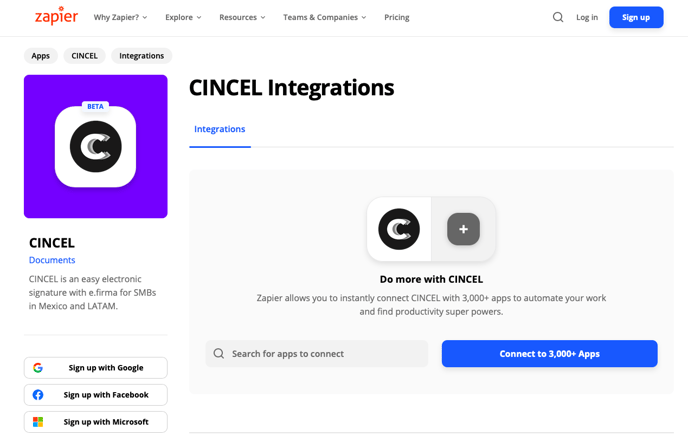 CINCEL Zapier integrations with other apps
